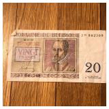 1950 Belgium 20 Francs Banknote - Type 1950
