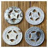 (4) Aluminum Good Luck Tokens