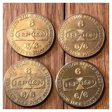 (4) 1966 Heplon Nylon Good Luck Coin Tokens