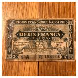 1949 Algeria Deux 2 Francs Banknote