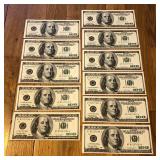 (11) Sequential 1996 US 100 Dollar Banknotes