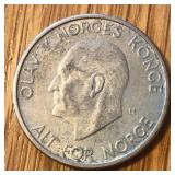 1966 Norway 5 Kroner Coin