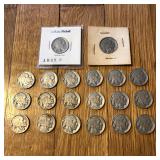 (20) 1930's Buffalo Nickel Coins