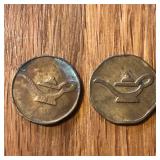 (2) Bally's Aladdins Castle Game Tokens