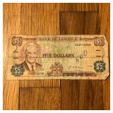 1992 Jamaica Five Dollars Banknote