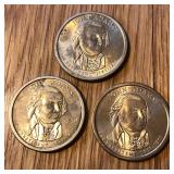 (3) John Adams $1 One Dollar Presidential Coins