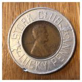 1937 Stork Club Lucky Lincoln Head Wheat Penny
