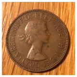 1957 United Kingdom 1/2 Penny Coin