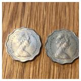 (2) 1966 Bahamas 10 Cent Coins