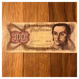 1990 Venezuela 100 Bolivares Banknote