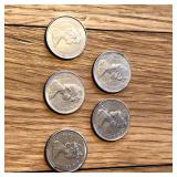 (5) Canada 10 Cent Coins