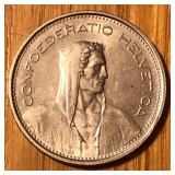 1970 Swiss 5 Francs Coin