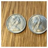 (2) 1966 Bahamas 5 Cent Coins