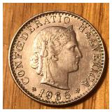 1965 Swiss 20 Rappen Coin