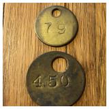(2) Brass Number ID Tags