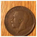 1921 Great Britain One Penny Coin