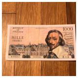 1955 France 1000 Francs Banknote Type 1953