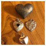(4) Silver Tone Mixed Heart Pendant