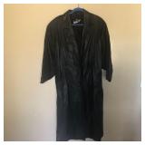 Women's Winlet Long Black Leather Trench Coat