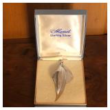 Sterling Silver Marvel Leaf Brooch Pin in Box