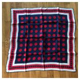 Blue, Red & White Polka Dot Silk Scarf
