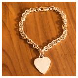 Sterling Silver Heart Charm Chain Bracelet