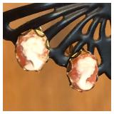 14K Gold Cameo Stud Earrings