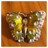 Rhinestone & Enamel Butterfly Brooch Pin