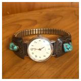 Ladies Timex Quartz Wristwatch Sterling Turquoise