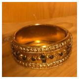 Gold Tone Wide Hinged Bangle Bracelet