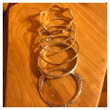 (6) Mixed Silver Tone & Gold Tone Bangle Bracelets