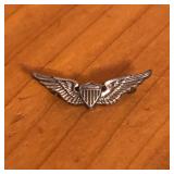 Sterling Silver Military Air Force Pilot Wings Pin