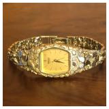 14K Gold Nugget Band Seiko Quartz Ladies Watch