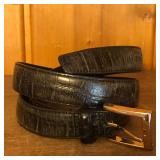 JoS A Bank Black Leather Belt with Buckle