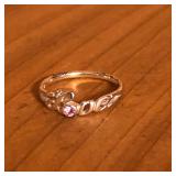 Sterling Silver & Pink Stone Love Ring