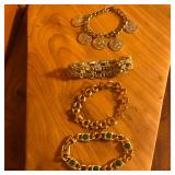 (4) Gold Tone & Silver Tone Mixed Bracelet Lot