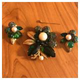 Eisenberg Ice Brooch Pin & Matching Earrings Set