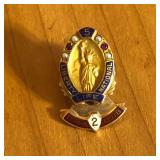 10K Gold Pearl Ruby Liberty National Service Pin