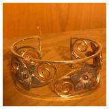 Gold Tone Floral Cuff Bracelet