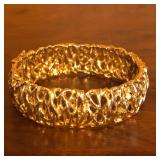 14K Gold Exquisite Heavy Wide Hinged Bracelet