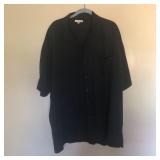 Mens Black ENRO Silk Short Sleeve Button Shirt