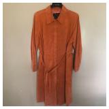 Womens TERRY LEWIS Suede Leather Trench Coat