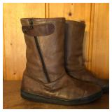 Men's Italian Brown Leather Zip Up Lined Boots