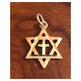 14K Gold Star of David Religious Pendant