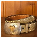 Tony Llama Western Belt with Renalde Nickel Buckle