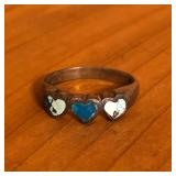 Sterling Silver 3 Heart Ring