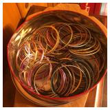 Snowman Tin full of Mixed Bangle Bracelets