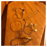 (6) Gold Tone Mixed Bracelet Lot