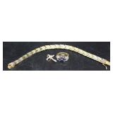 Three pcs sterling jewelry: CZ & topaz cross penda