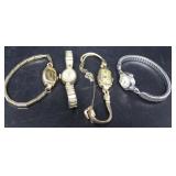 Four Vintage ladies Hamilton wrist watches gold fi